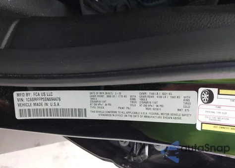 2025 Ram 1500 Big Horn 4X4 5'7 Box z USA, uszkodzony, nr VIN 1C6SRFFP5SN694476